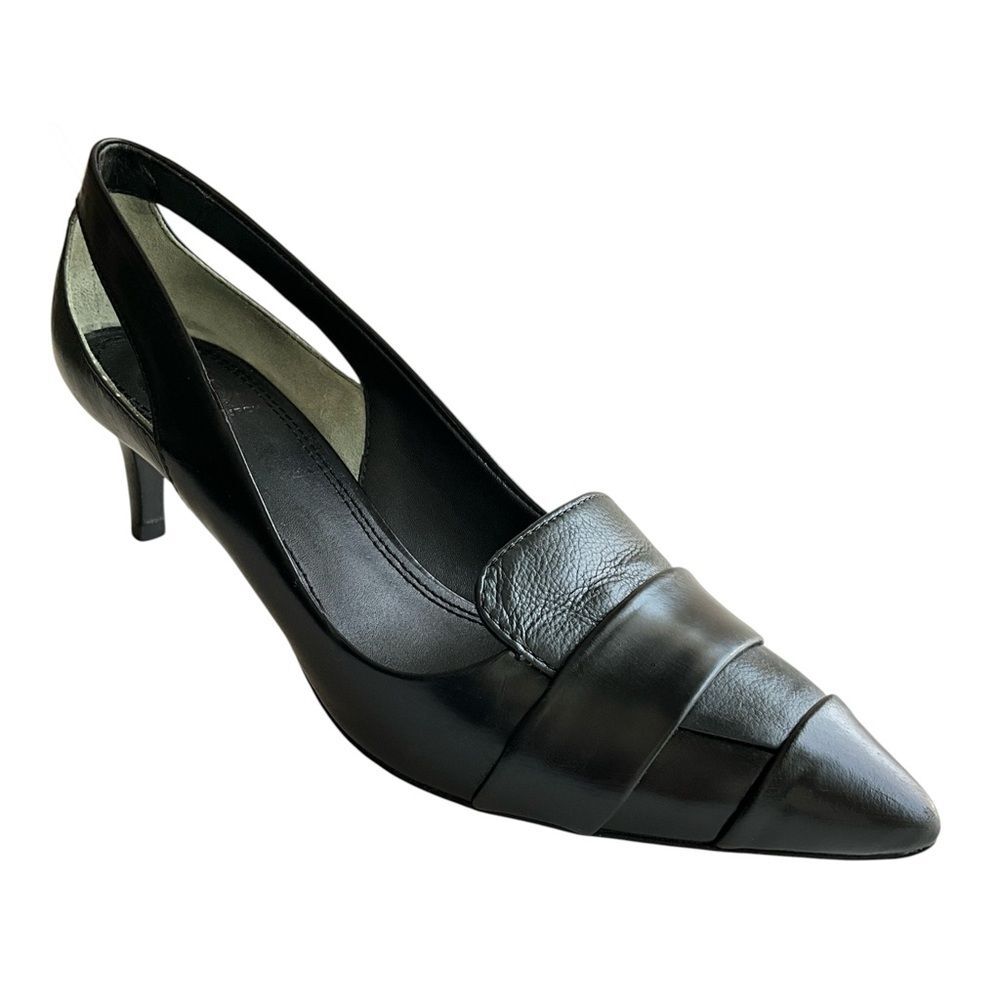 Tory Burch Elegant Leather Point-toe Kitten Heels Black 7.5